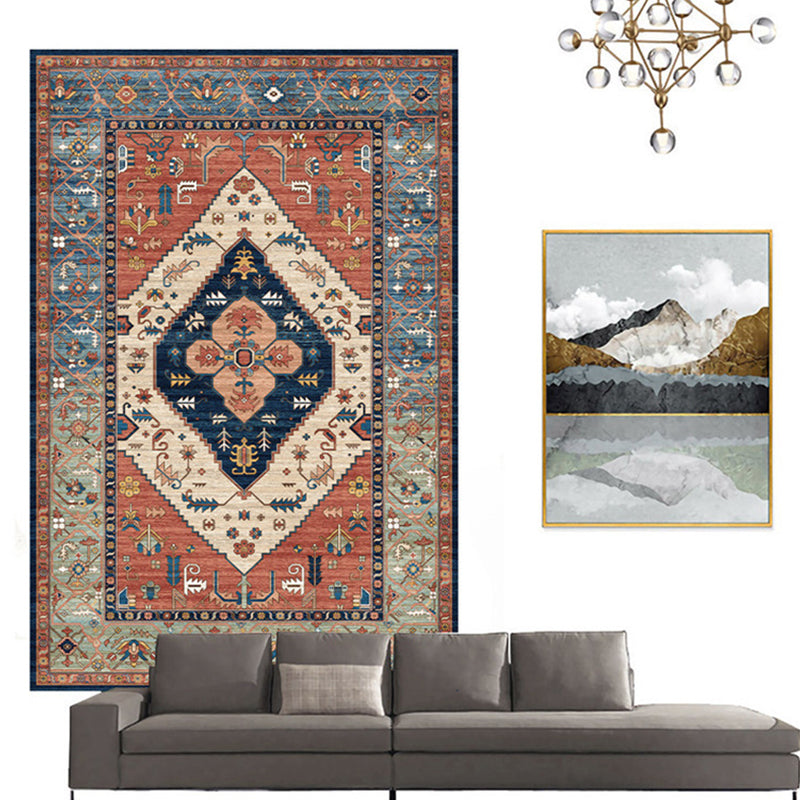 Couleur marocain Concentric Circles Rapis Polyester Tapis en détresse Tapis sans glissement Rapier intérieur pour le salon