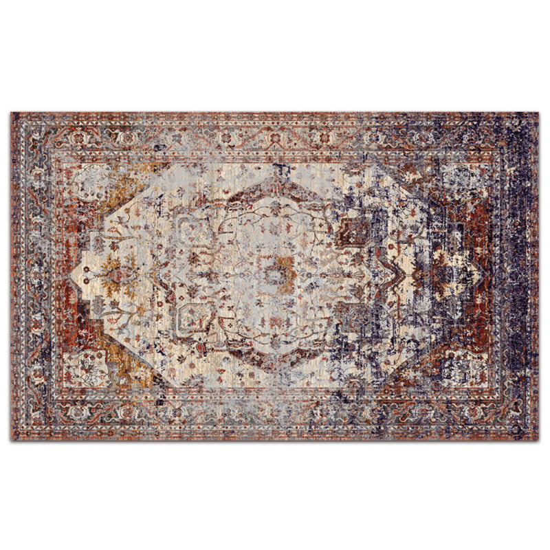 Couleur marocain Concentric Circles Rapis Polyester Tapis en détresse Tapis sans glissement Rapier intérieur pour le salon