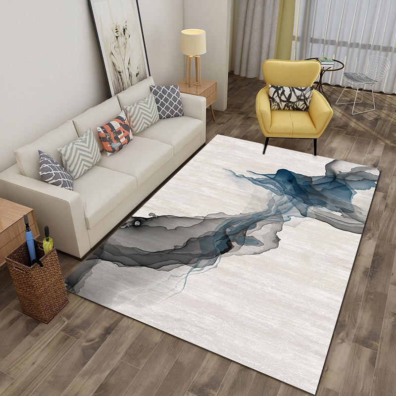 Contemporary Style Rug Polyester Abstract Printing Carpet Washable Rug for Living Room