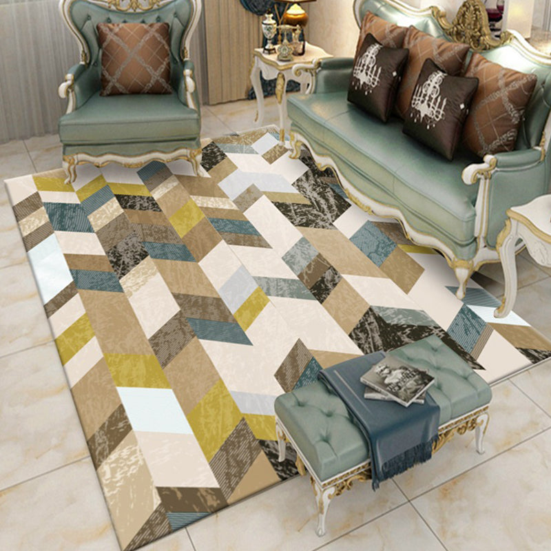 Living Room Rug Abstract Marble Print Carpet Polyester Stain Resistant Indoor Rug