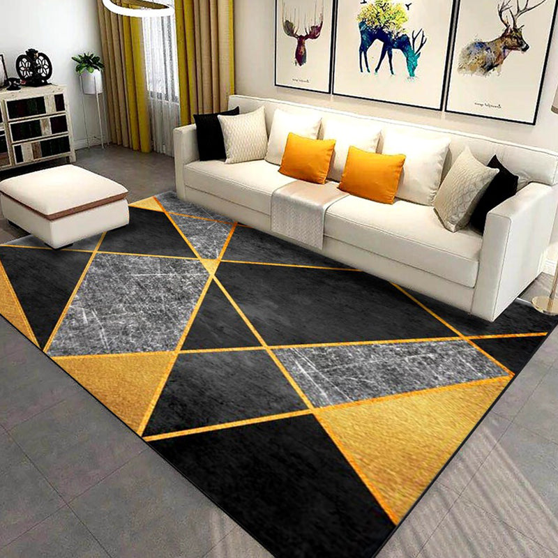 Living Room Rug Abstract Marble Print Carpet Polyester Stain Resistant Indoor Rug