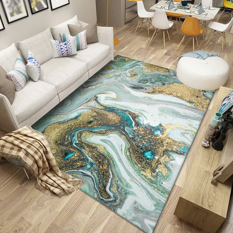 Contemporary Area Rug Polyester Ink Painting Carpet Stain Resistant Rug for Living Room