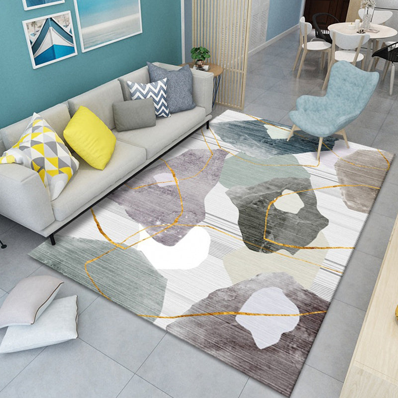 Contemporary Area Rug Polyester Ink Painting Carpet Stain Resistant Rug for Living Room