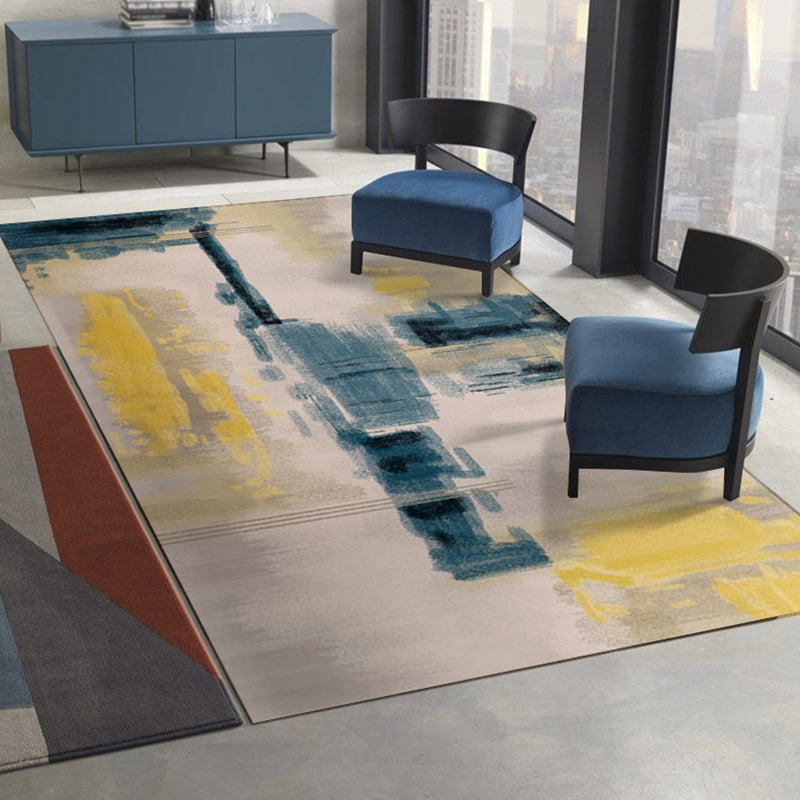 Abstract Indoor Rug Polyester Ink Painting Carpet Washable Area Rug for Living Room