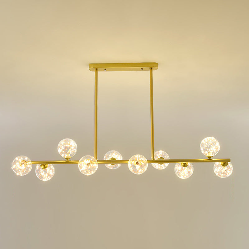 Modern Fashionable Sputnik LED Island Pendant Light Wrought Iron Ceiling Light with Pure Glass Shade