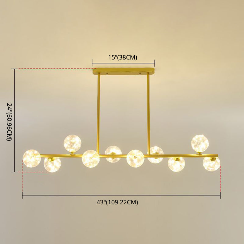 Modern Fashionable Sputnik LED Island Pendant Light Wrought Iron Ceiling Light with Pure Glass Shade