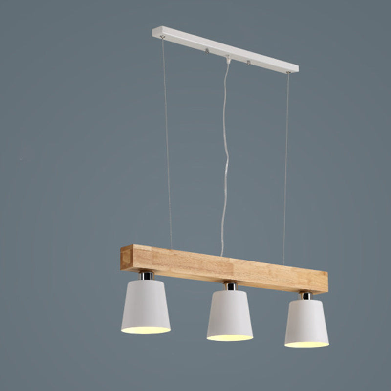 Wooden Linear Pendant Light in Modern Creative Style Wrought Iron Ceiling Light for Coffee Shop