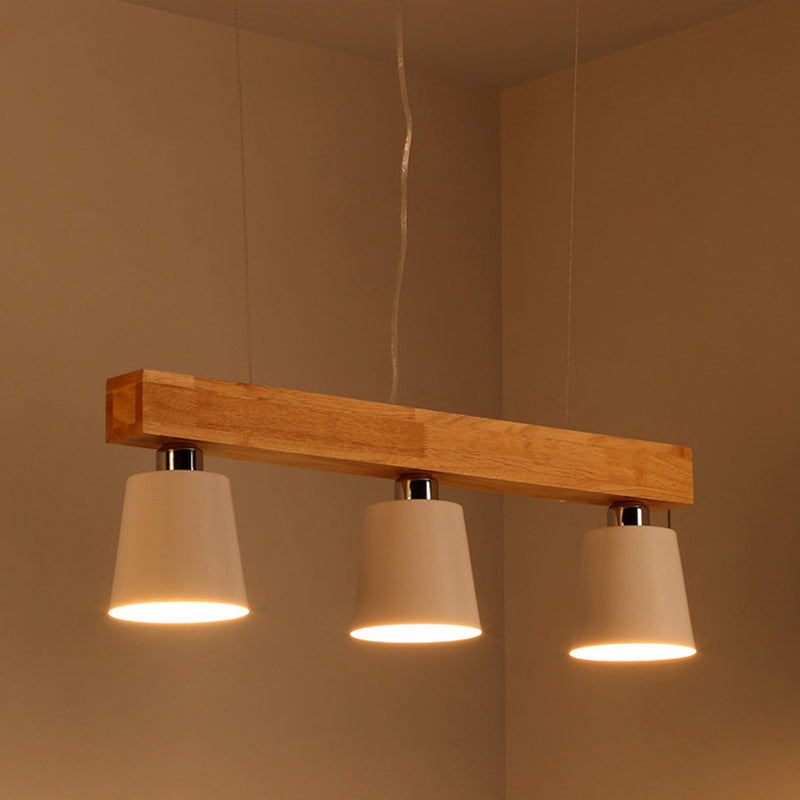 Wooden Linear Pendant Light in Modern Creative Style Wrought Iron Ceiling Light for Coffee Shop