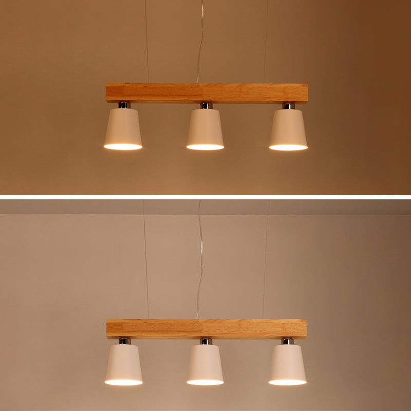 Wooden Linear Pendant Light in Modern Creative Style Wrought Iron Ceiling Light for Coffee Shop