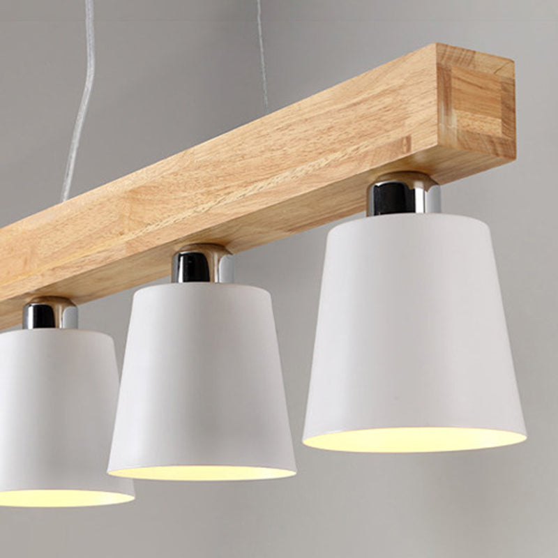Wooden Linear Pendant Light in Modern Creative Style Wrought Iron Ceiling Light for Coffee Shop