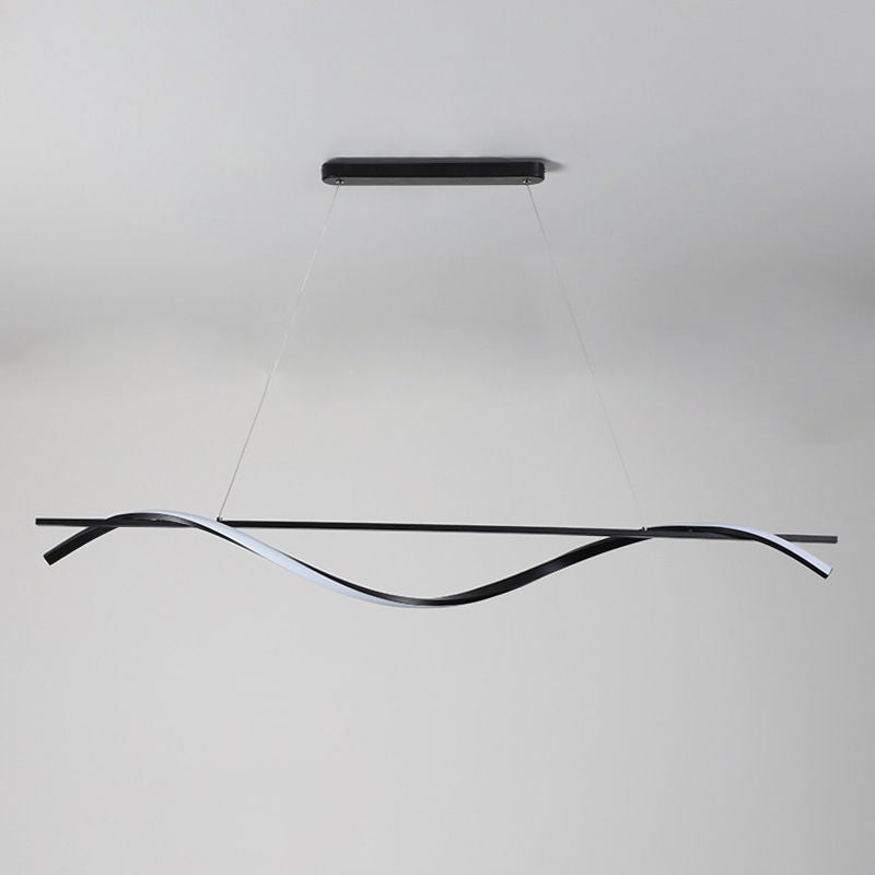 Lauteur de l'île LED de fer laqué dans le pendentif linéaire acrylique moderne de style concis moderne pour salle à manger