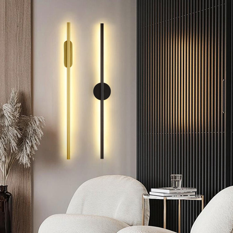 Modern Minimalist Linear Wall Mounted Light Fixture Silica Gel Wall Lighting Ideas In Gold Finish