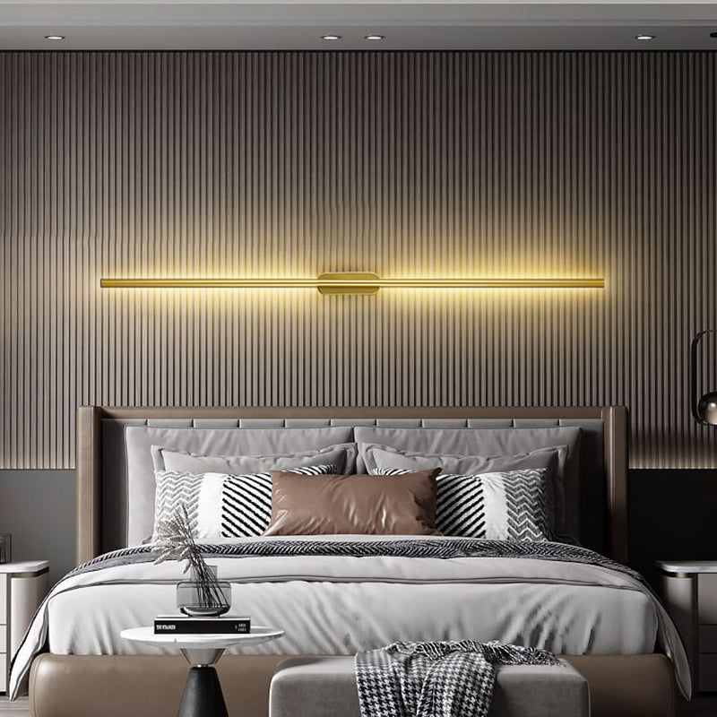 Modern Minimalist Linear Wall Mounted Light Fixture Silica Gel Wall Lighting Ideas In Gold Finish