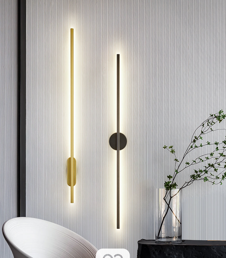 Modern Minimalist Linear Wall Mounted Light Fixture Silica Gel Wall Lighting Ideas In Gold Finish