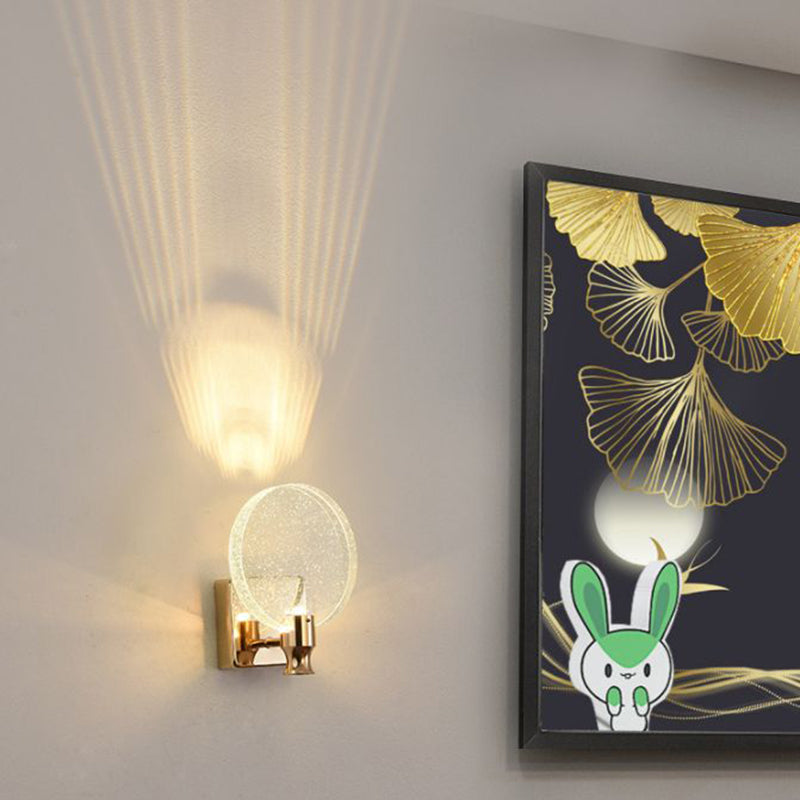 Moderne minimalistische stijl cirkelvormige wand gemonteerd verlichtingskristal 1 lichte sconce verlichtingsarmatuur voor slaapkamer