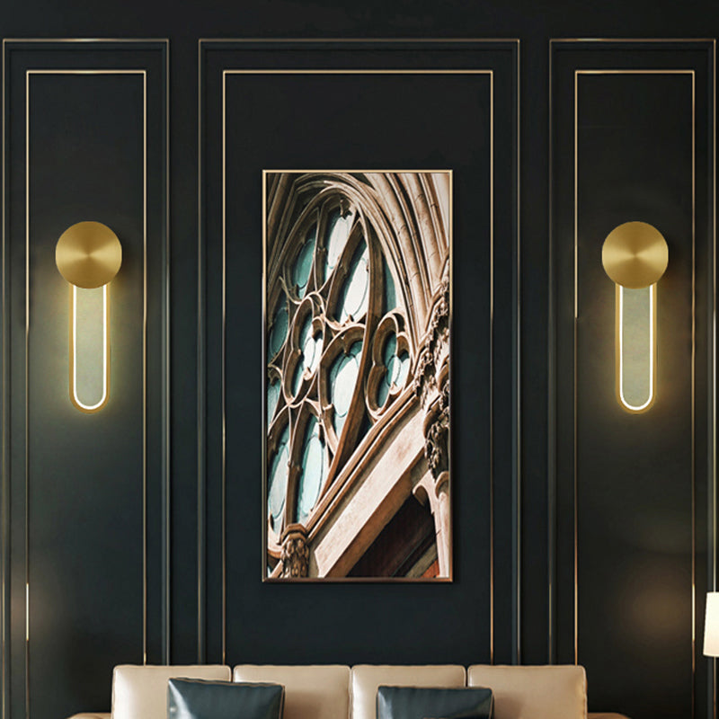 Modern Minimalist Style Wall Mounted Lighting Metal Sconce Light Fixture in Gold Finish for Bedroom