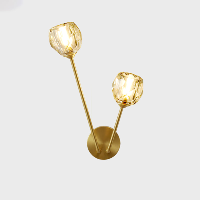 Modern Minimalist Style Wall Mounted Lighting Metal Sconce Light Fixture in Gold Finish for Bedroom