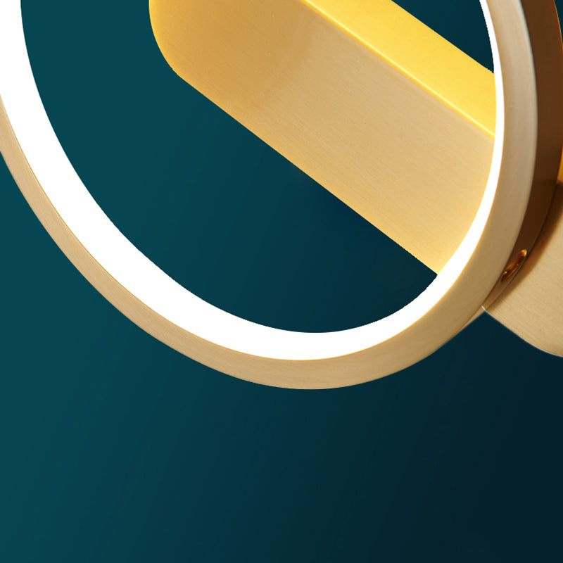 Modern Minimalist Style Wall Mounted Lighting Metal Sconce Light Fixture in Gold Finish for Bedroom