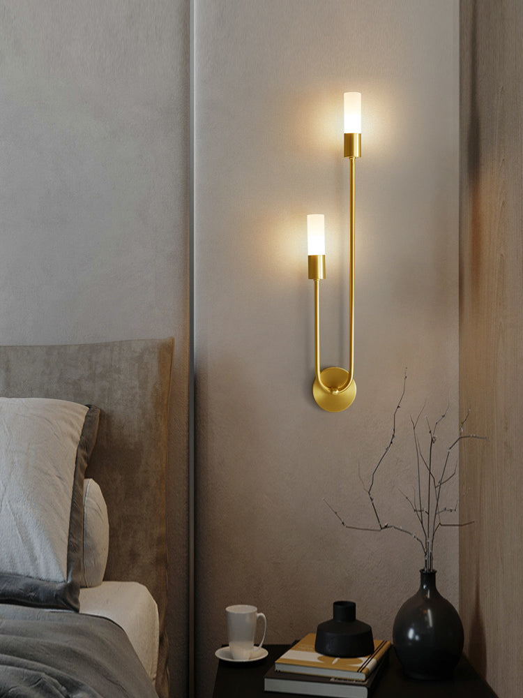 Modern Minimalist Style Wall Mounted Lighting Metal Sconce Light Fixture in Gold Finish for Bedroom