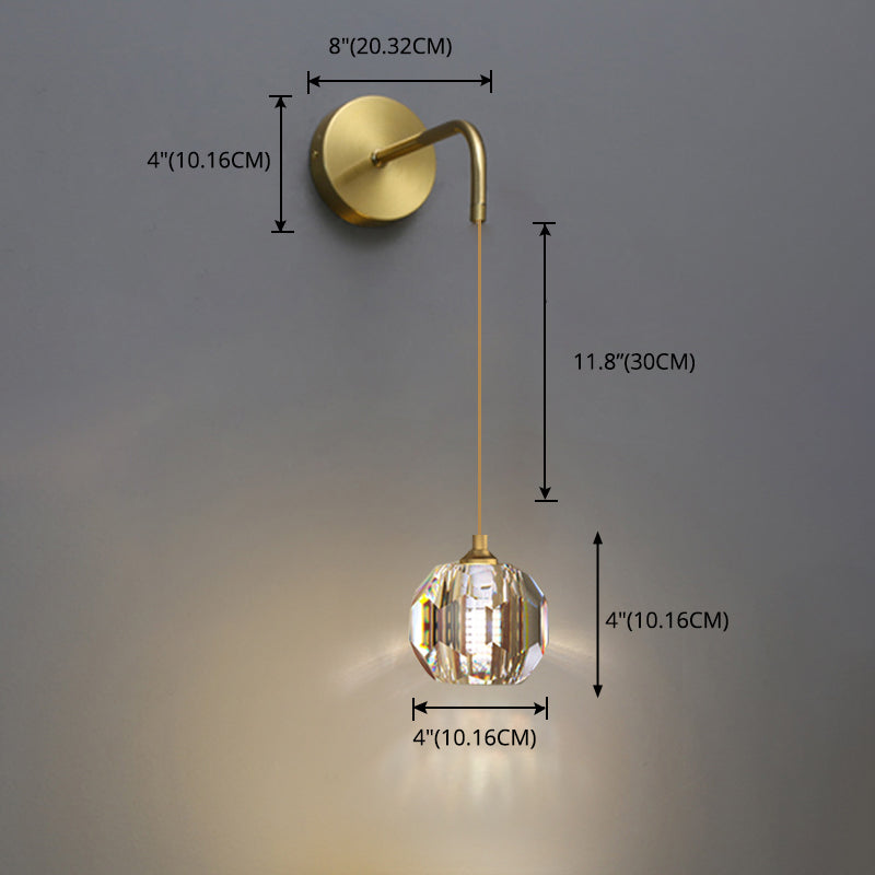 Light Modern Luxury Style Wall Mounted Light Fixture 1 Light Wall Light Sconces with Crystal Shade