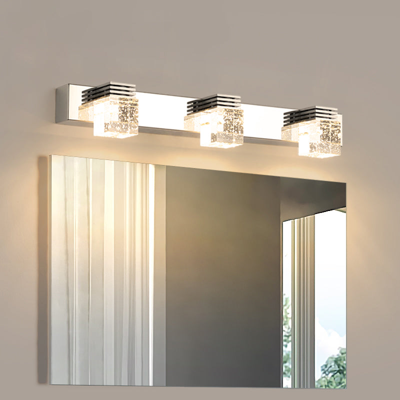 Modern Minimalist Style Cubic Vanity Wall Light Fixtures Crystal Vanity Mirror Lights for Bathroom