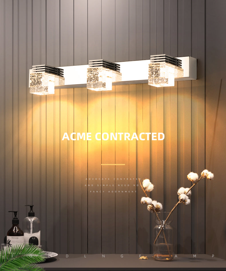 Modern Minimalist Style Cubic Vanity Wall Light Fixtures Crystal Vanity Mirror Lights for Bathroom