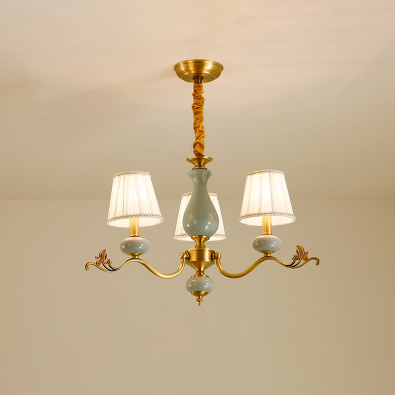 Tapered Chandelier Light Fixture Traditional Fabric Shade Pendant Lighting for Restaurant