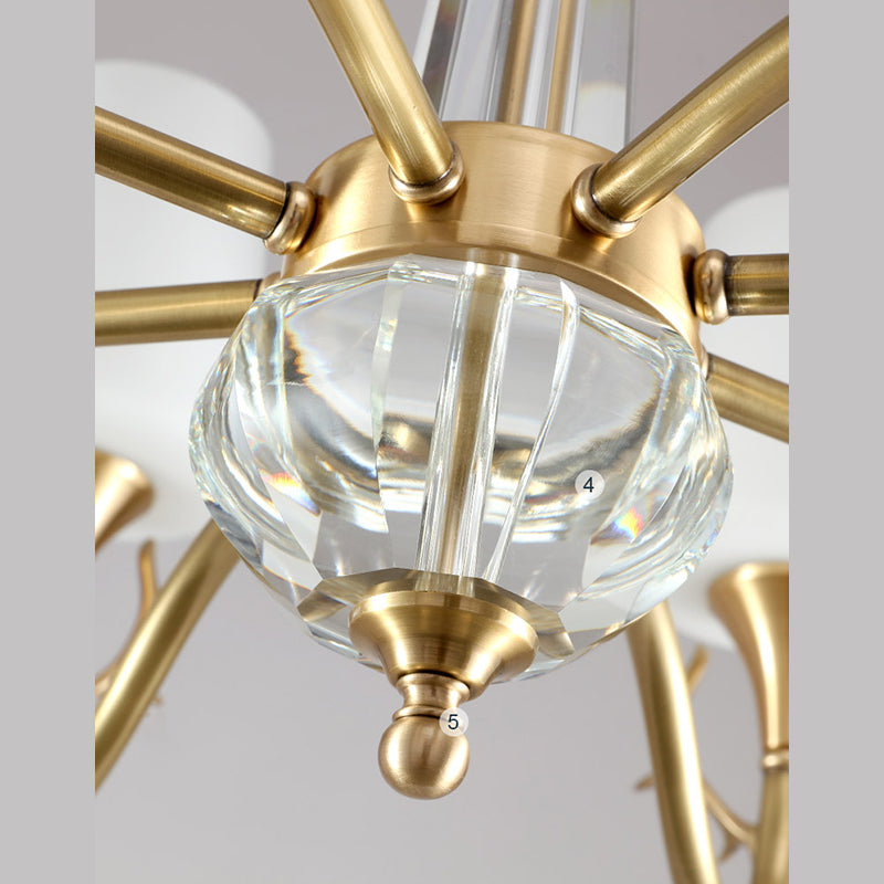 Conical Chandelier Light Fixture Traditional White Glass Pendant Lighting for Restaurant