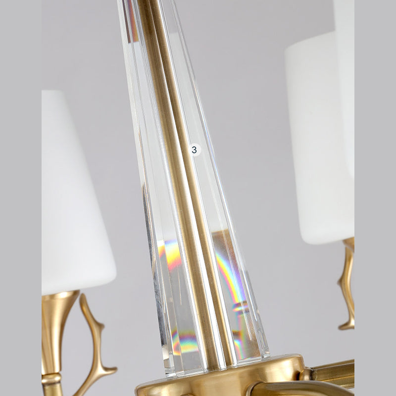 Conical Chandelier Light Fixture Traditional White Glass Pendant Lighting for Restaurant