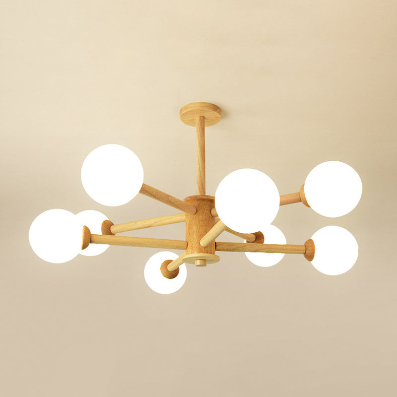 Luce a sospensione Sputnik Color Sputnik in moderna luce del soffitto in legno in stile creativo con tonalità di vetro opale