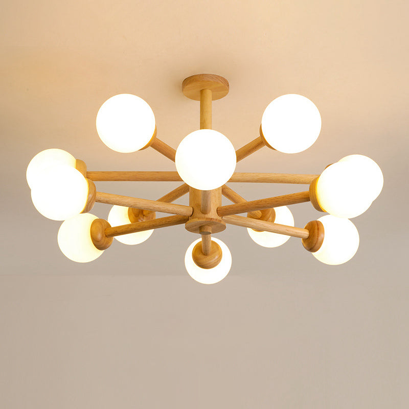 Luce a sospensione Sputnik Color Sputnik in moderna luce del soffitto in legno in stile creativo con tonalità di vetro opale