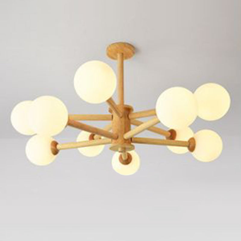Luce a sospensione Sputnik Color Sputnik in moderna luce del soffitto in legno in stile creativo con tonalità di vetro opale