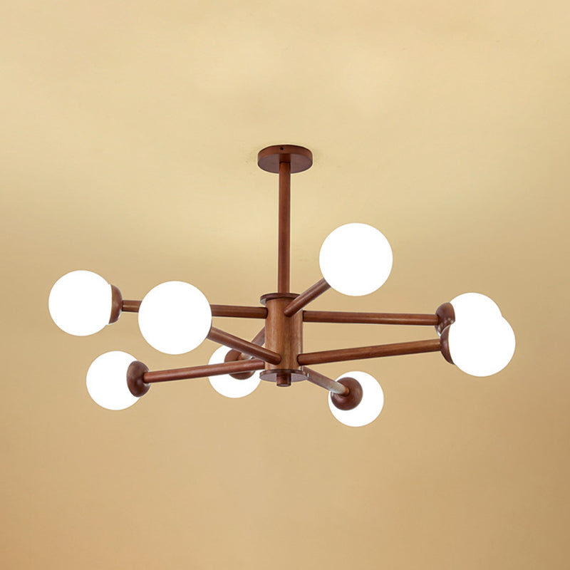 Luce a sospensione Sputnik Color Sputnik in moderna luce del soffitto in legno in stile creativo con tonalità di vetro opale