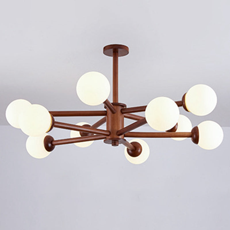 Luce a sospensione Sputnik Color Sputnik in moderna luce del soffitto in legno in stile creativo con tonalità di vetro opale