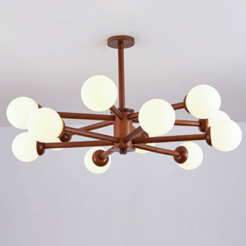 Luce a sospensione Sputnik Color Sputnik in moderna luce del soffitto in legno in stile creativo con tonalità di vetro opale