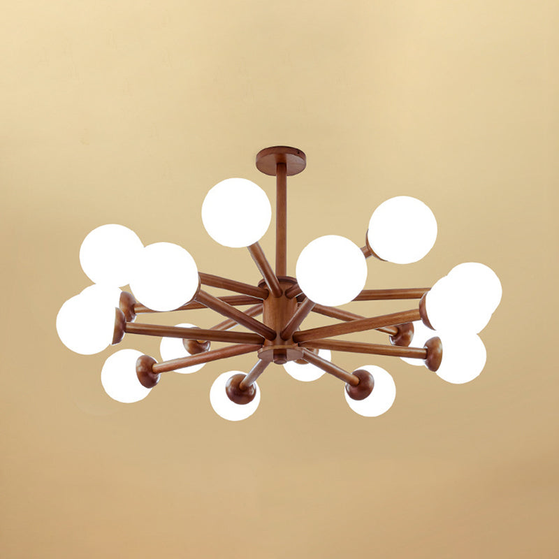 Luce a sospensione Sputnik Color Sputnik in moderna luce del soffitto in legno in stile creativo con tonalità di vetro opale