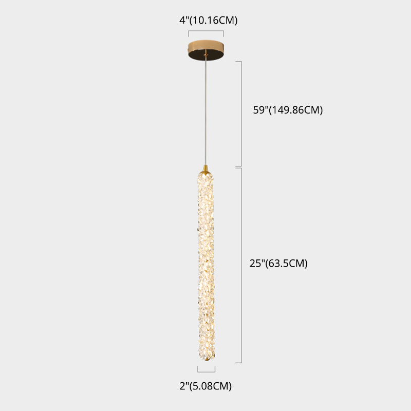 Simplicità Pendulum lineare Luce ottagonale Crystal Crystal LED soggiorno Luce in ottone