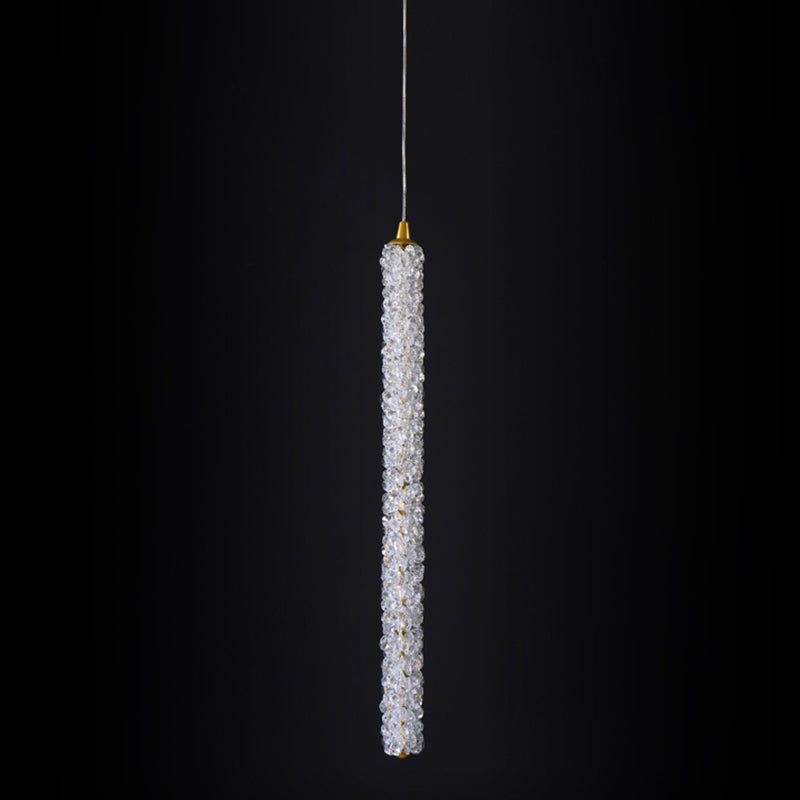 Simplicità Pendulum lineare Luce ottagonale Crystal Crystal LED soggiorno Luce in ottone