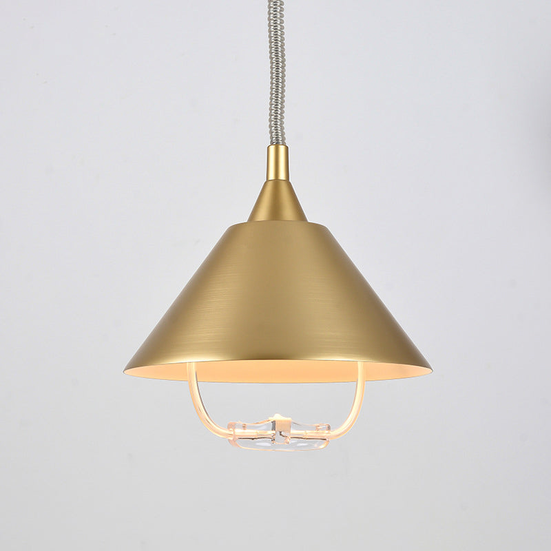 Postmoderne conische schaduw hanger aluminium 1 lamp restaurant Drop Lamp met lentekoord en handvat
