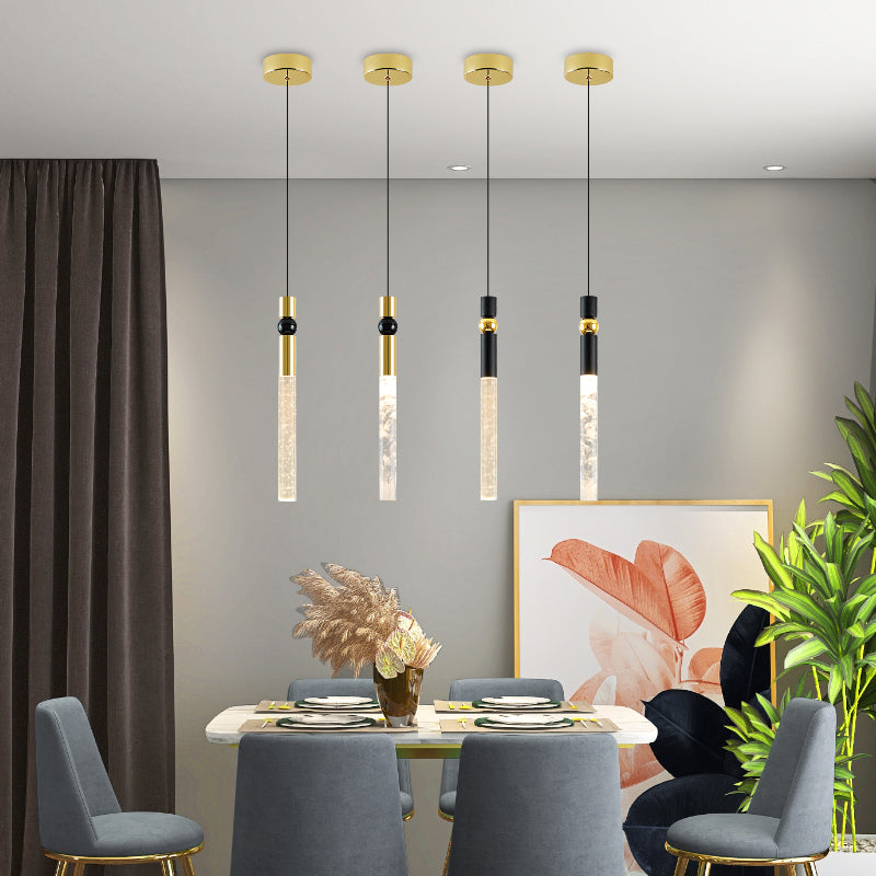Tubular Crystal Drop Lamp Minimalistisch 1-licht LED-hanglamp Licht armatuur voor restaurant