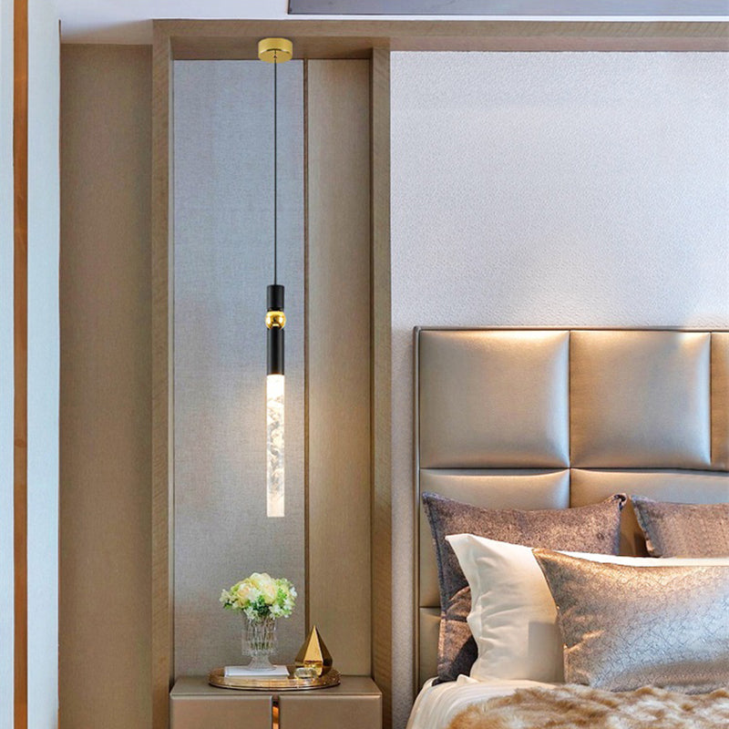 Tubular Crystal Drop Lamp Minimalistisch 1-licht LED-hanglamp Licht armatuur voor restaurant