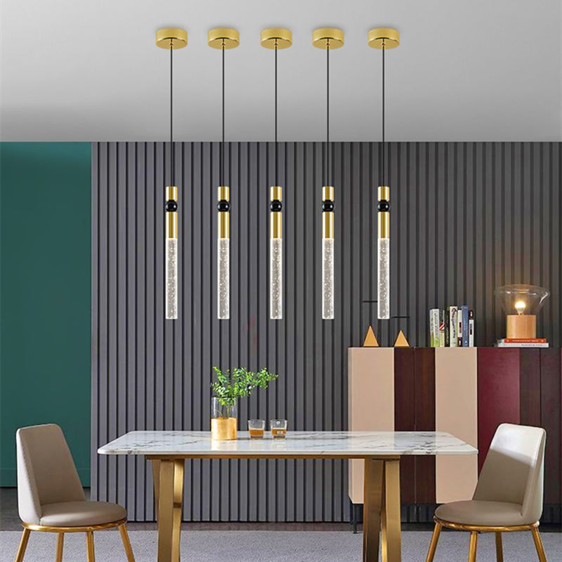 Tubular Crystal Drop Lamp Minimalistisch 1-licht LED-hanglamp Licht armatuur voor restaurant