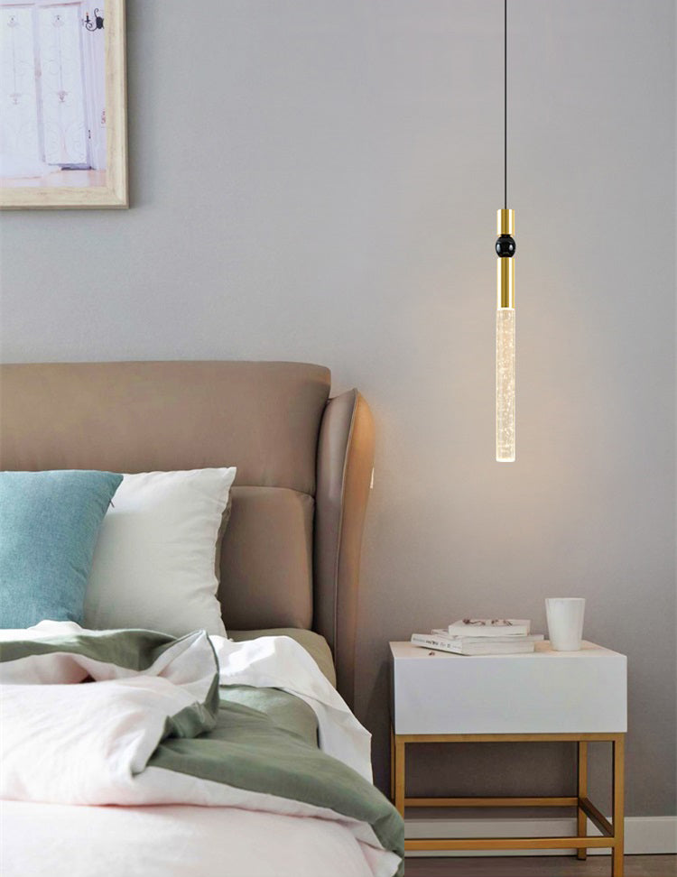 Tubular Crystal Drop Lamp Minimalistisch 1-licht LED-hanglamp Licht armatuur voor restaurant