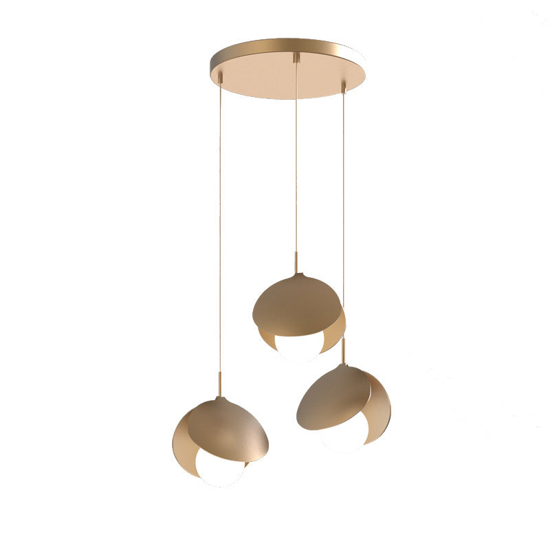 Modern 3-Light Pendant Light Fixture Gold Spherical Hanging Lamp with White Glass Shade