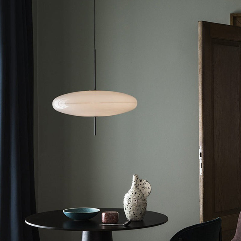 White Flying Saucer Suspension Pendant Simplicity 1 Head Acrylic Hanging Light for Dining Room