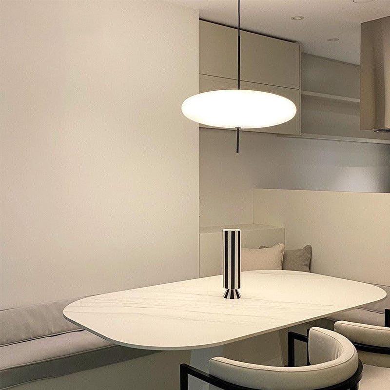 White Flying Saucer Suspension Pendant Simplicity 1 Head Acrylic Hanging Light for Dining Room