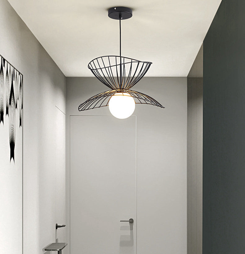 Designer Ball Suspension Lighting Wit glas 1 Licht woonkamer Hanglampje met draadkooi