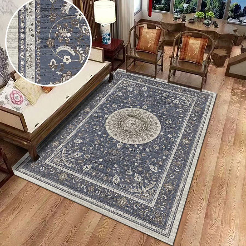 Green Tone Moroccan Area Carpet Polyester Moroccan Print Indoor Rug Easy Care Carpet for Living Room