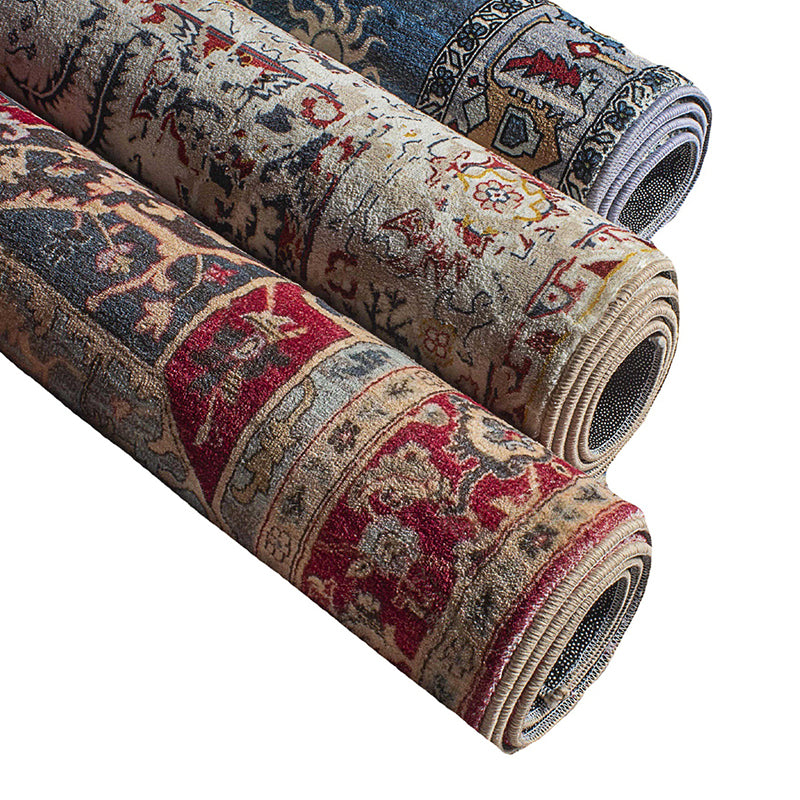 Green Tone Moroccan Area Carpet Polyester Moroccan Print Indoor Rug Easy Care Carpet for Living Room