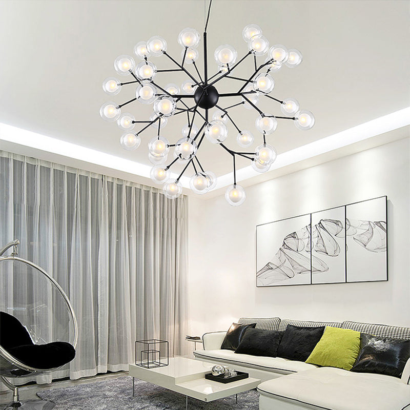 Wrought Iron Firefly Chandelier in Modern Luxury Style Glass Sputnik Pendant Light for Commercial Spaces